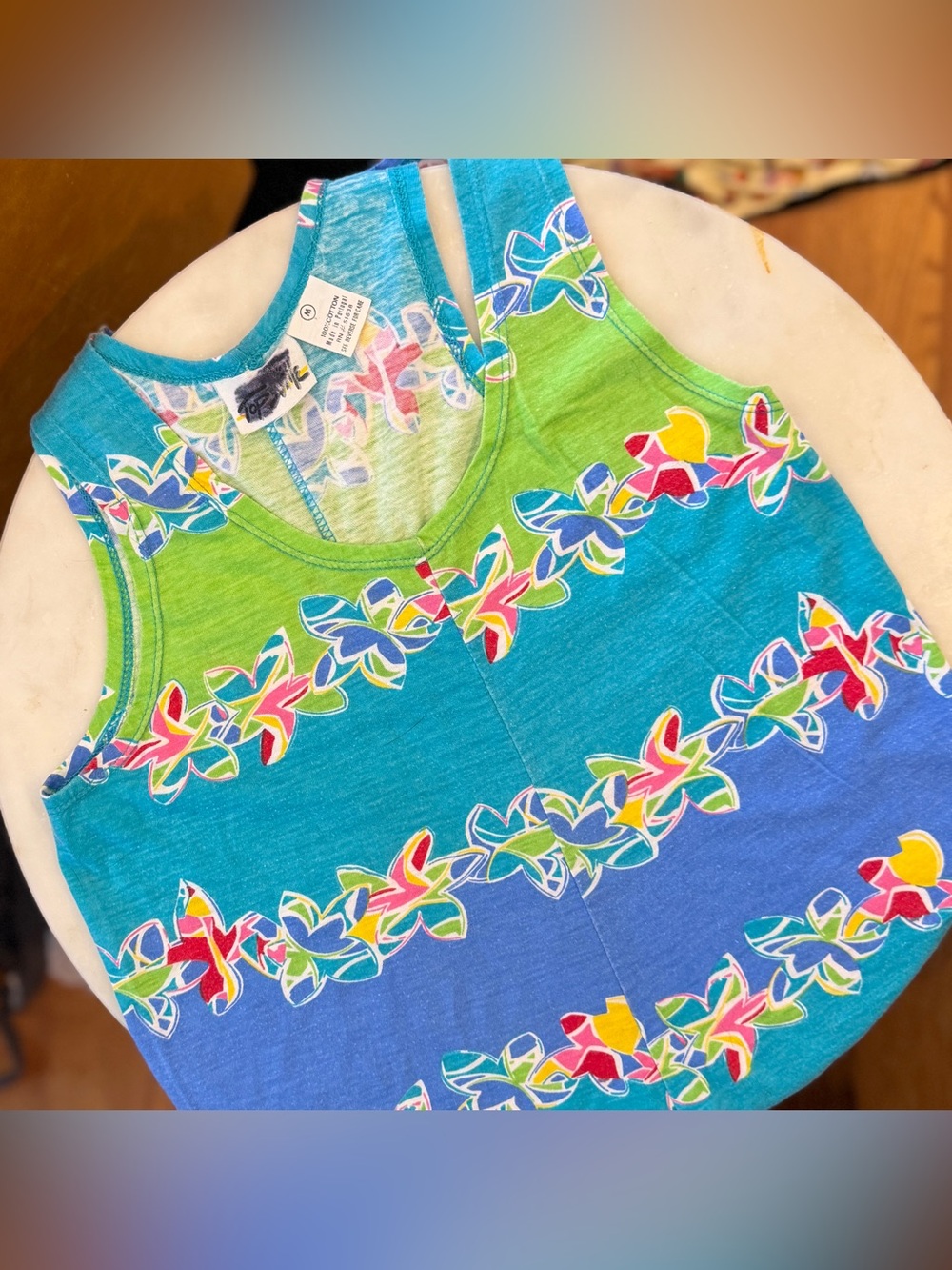 M Vtg Colorful Floral Romper y2k Resort Beachy Tropical vintage Top It Off